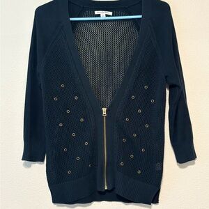 American Eagle Dark Blue Sweater with Gold Accents